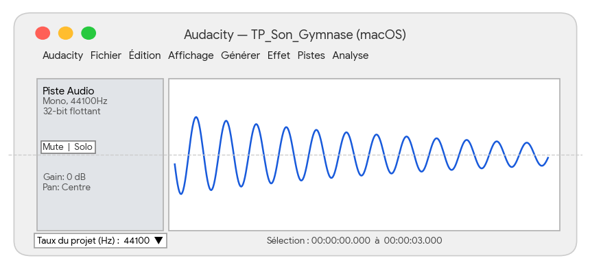 Interface Audacity macOS